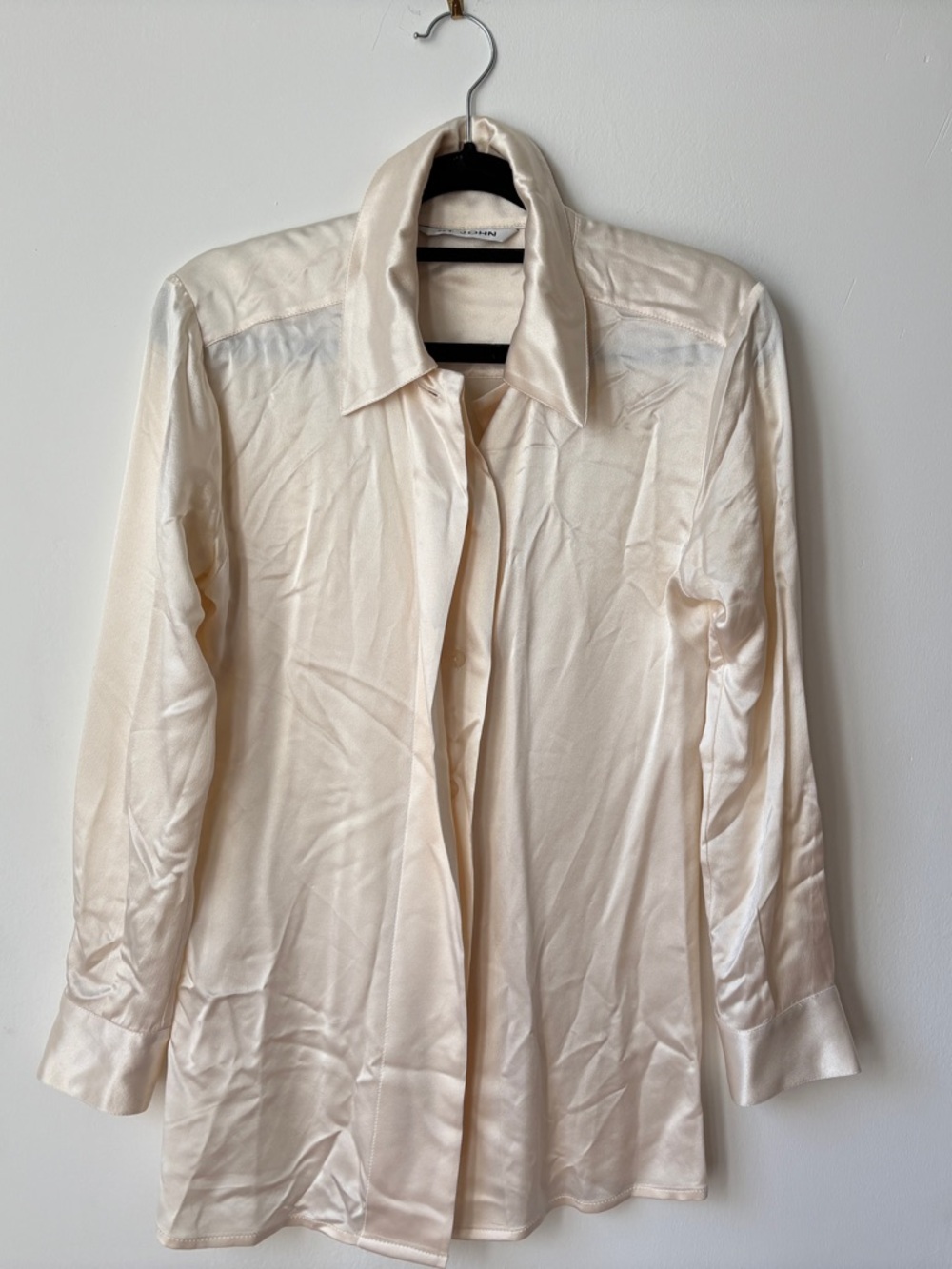 St. John Cream Silk Charmeuse Button Blouse